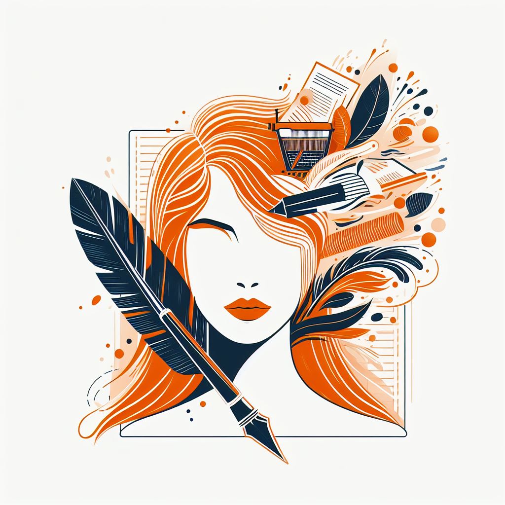 orange hair writing girl
